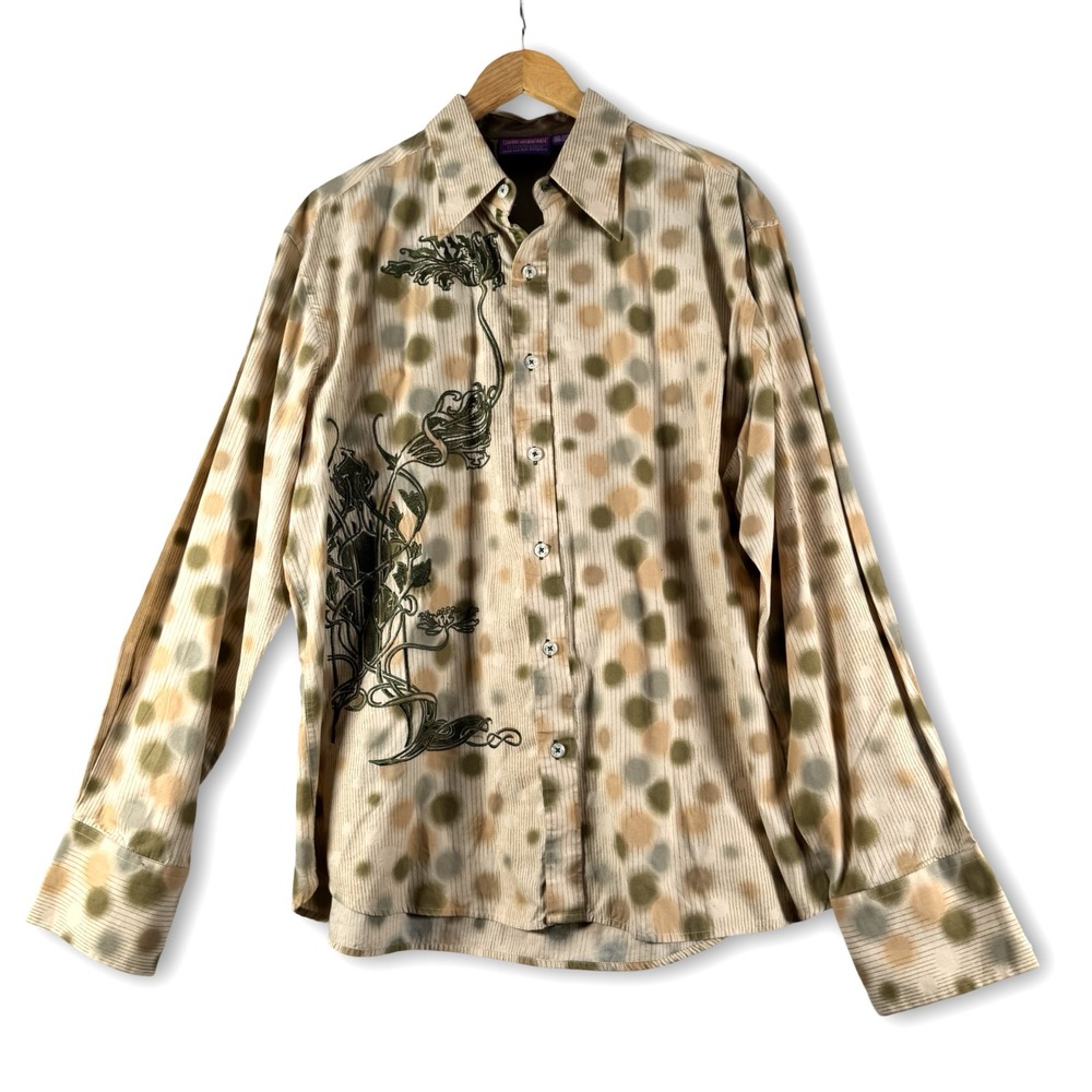 Jimi Hendrix Mens Embroidered Long Sleeve Dress Shirt Embroidered Sz XXL